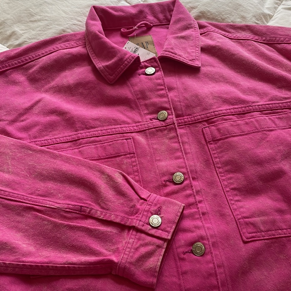 Gap Pink Distressed Oversized shacket